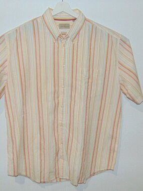 American Blue Short Sleeve Shirt Ivory Red Men's Size XXL Cotton